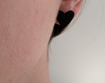Handmade Black Heart Hypoallergenic Surgical Steel Epoxied Studs