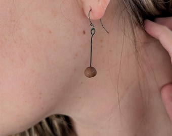 Handmade Ceramic Modern Dangle Earrings With Oxidized Sterling Hooks