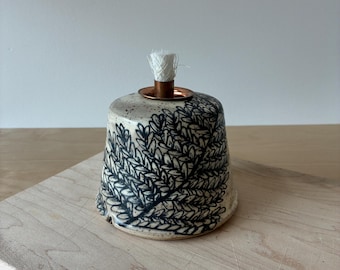 Table Top Oil Lamp - Fern Pattern