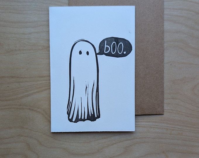 Featured listing image: Boo Ghost Halloween Card Rubber Block Card