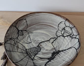 Platter/Bowl 12 inch Round, Floral Design