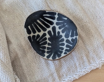 Small Freehand Drawn Petoskey Design Handmade Ceramic Pebble Dish. Each one is slightly different, see photo for size.