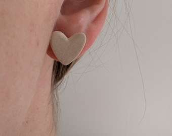Handmade White Heart Hypoallergenic Surgical Steel Epoxied Studs
