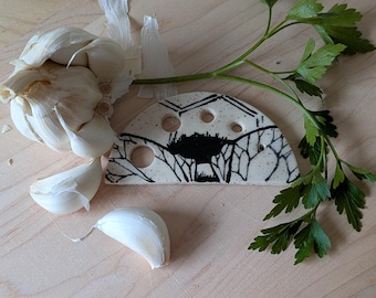 Freehand Drawn Bee Design Handmade Ceramic Herb Stripper *No two are the same*