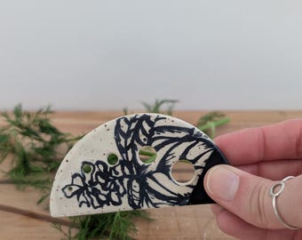 Freehand Drawn Basil Handmade Ceramic Herb Stripper