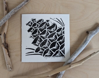 Pine Cone Block Print Card