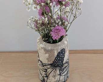 Freehand Drawn Handmade Ceramic Floral Vase