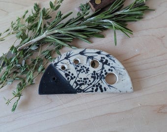Freehand Drawn Black Dill Handmade Ceramic Herb Stripper *No two are the same*