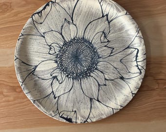 Platter 14 Inch Sunflower Design