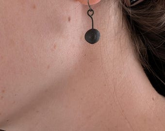 Handmade Ceramic Modern Dangle Earrings With Oxidized Sterling Hooks