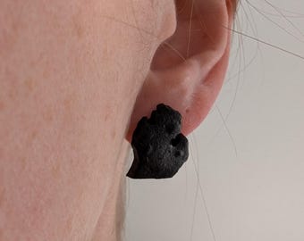Handmade Black Michigan Hypoallergenic Surgical Steel Epoxied Studs