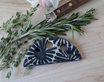 Freehand Drawn Petoskey Stone Pattern Handmade Ceramic Herb Stripper