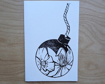 Floral Bomb Rubber Block Card