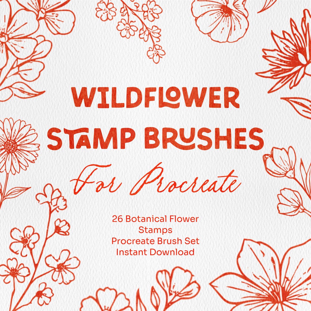 Wildflower Stamp Brushes for Procreate | Botanical Flower Brush Set ...