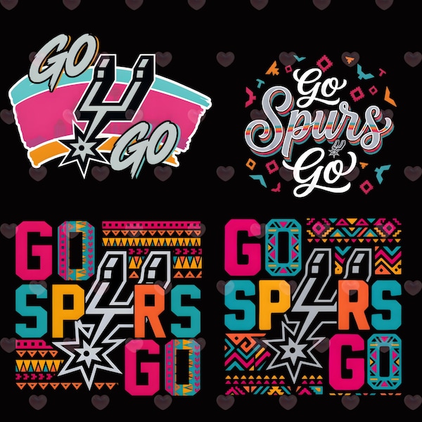 Go Spurs Go PNG Bundle, Spurs SVG Files, Basketball Sublimation Bundle, Instant Download Sports Graphic