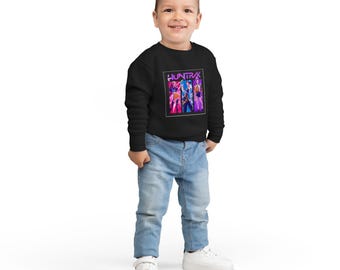 Huntrax K-pop Style Character Trio Sweatshirt | Neon Retro Anime Panel