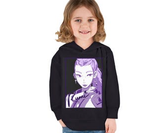 Purple Anime Portrait Toddler Hoodie | Cartoon Character Pullover