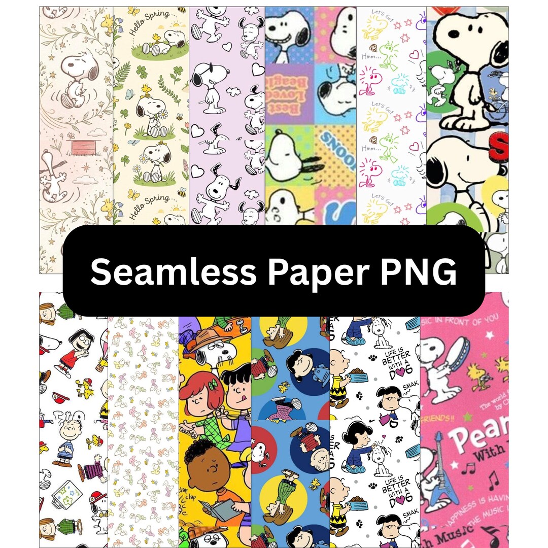 Snoopy Pattern Desktop 12 Snoopy and Friends Seamless Pattern Bundle – High-res Designs (PNG ...