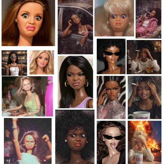 Doll Face Meme Png Bundle, Viral Distressed, Digital Download