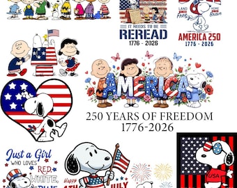 Snoopy Patriotic USA 250th Anniversary SVG PNG (Digital Download)