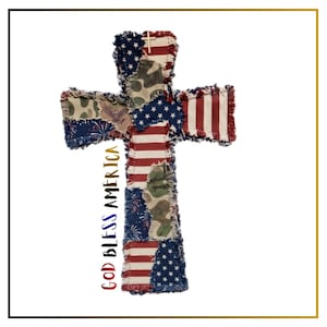 パッチワーク 7月4日 クロス PNG、ゴッドブレスアメリカ PNG、7月4日 PNG、アメリカ国旗 PNG、キリスト教昇華デザイン、アメリカ愛国心