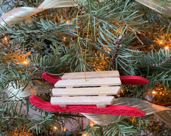 Wood Sled Christmas Ornament