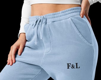 Embroidered / F&L Premium Cotton Sweatpants / Unisex pigment-dyed Heavyweight Joggers / Streetwear Fleece Pants .