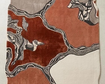 Luxury Abstract Irregular Shape Rug, Modern Organic Shape Area Rug, Handmade Designer Carpet, Contemporary Living Room Rug
