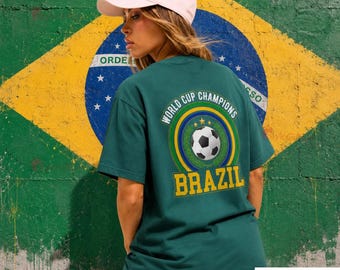 Brasilien World Cup Cup Cup 2020 Fußball-T-Shirt | Fussball Wappen Shirt