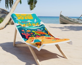 Hallo Sonnenschein Strandtuch | Bunte Meerestiere, Krabben & Schildkröten Design