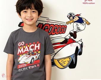 Go Mach Rennwagen Kinder T-Shirt | Retro Anime Racer Grafik