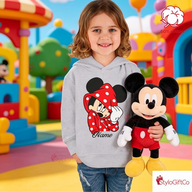 Mickey Mouse Toddler Hoodie | Personalized Name Kids Pullover image 2