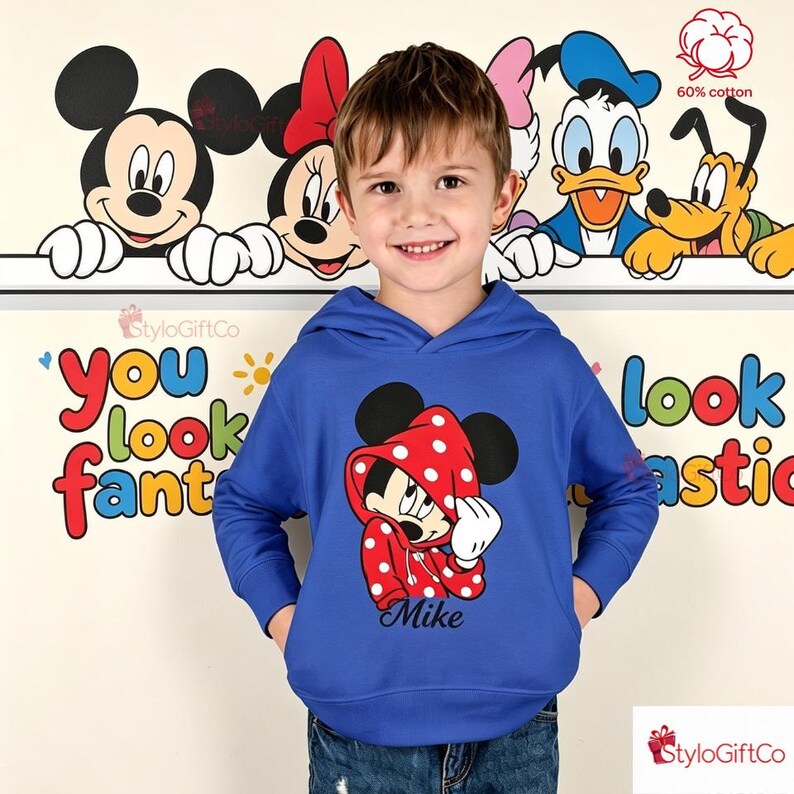 Mickey Mouse Toddler Hoodie | Personalized Name Kids Pullover image 5
