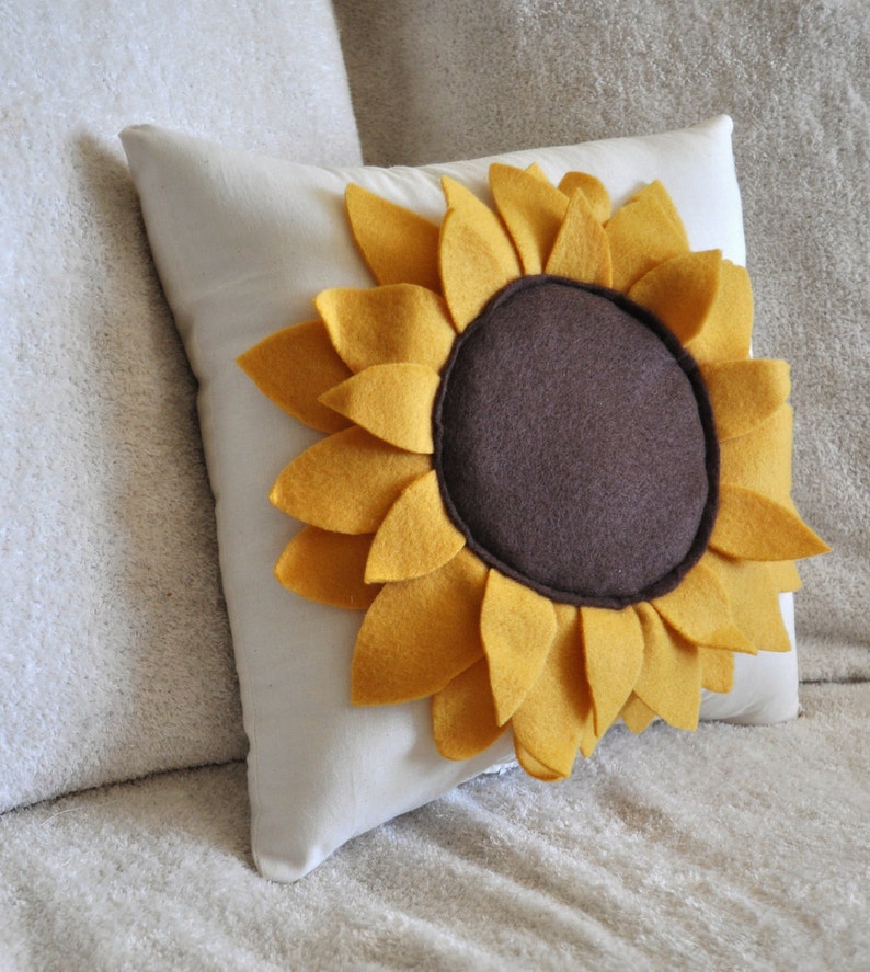 Sunflower Pillow Pattern DIY Tutorial flower pattern how to Etsy