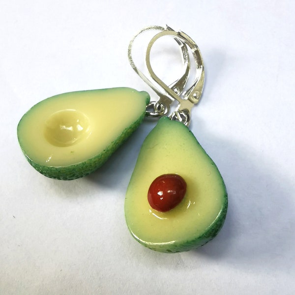 Avocado earrings on silver plated hooks