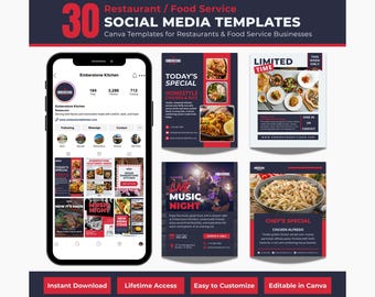 30 Canva-sjablonen voor restaurant en foodservice voor sociale media