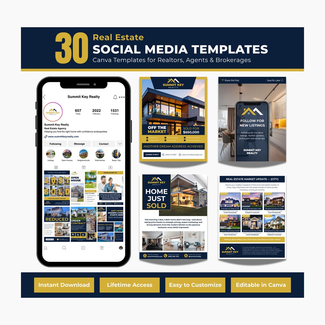 Real Estate Social Media Templates Bundle, Realtor Instagram Posts ...