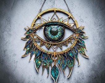 Decoración de pared del Ojo Turco, arte mural espiritual bohemio, adorno colgante místico, símbolo de protección, decoración del hogar, regalo