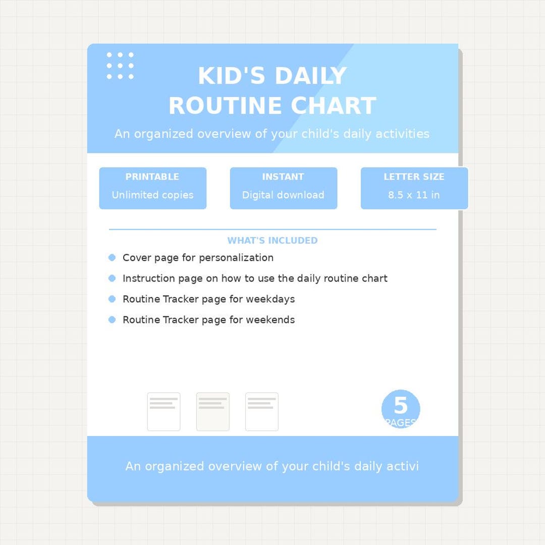 Kids Daily Routine Chart Printable PDF Family and Home Activity ...