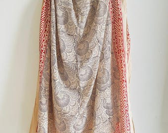 Indischer Handblockdruck Sarong, Baumwollstrand-Vertuschung, Boho-Wickelrock, Resortkleidung, Sommerferiengeschenk