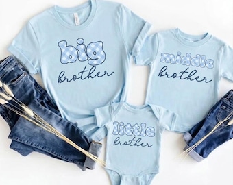 Big Brother T-Shirts: Blue Gingham Matching Sibling Shirts