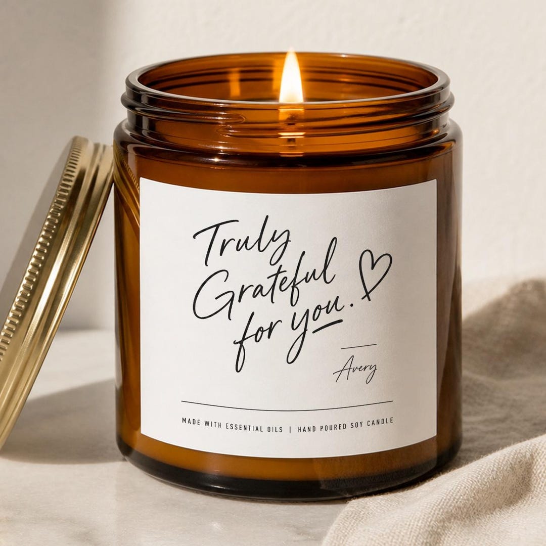 Truly Grateful for You Personalized Candle, Custom Name Thank You Gift ...