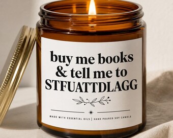 STFUATTDLAGG Book Lover Candle, Funny Reader Gift, Literary Soy Candle, Essential Oil Hand Poured, Bookworm Present, Quiet Time