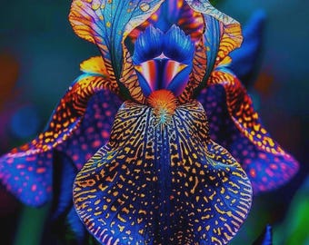 Planta viva de iris barbado negro, una especie rara: flores llamativas para el jardín.