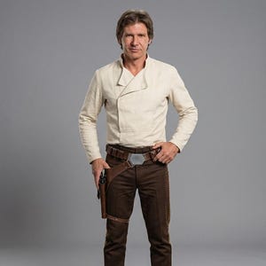 Star Wars Han Solo Cosplay Costume Smuggler Outfit Shirt , Striped Pants & Holster Inspired A New Hope Costume For Comic Con and Halloween
