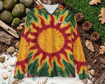 Rot Grün Gelb Sonne Tie Dye Sun Hoodie | LSF 50+ Outdoor Shirt | Papa Tee Florida Bekleidung