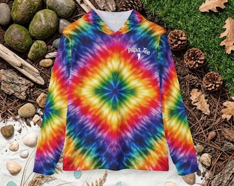 Regenbogen Eis Tie Dye Sonne Hoodie | LSF 50+ Outdoor Shirt | Papa Tee Florida Bekleidung