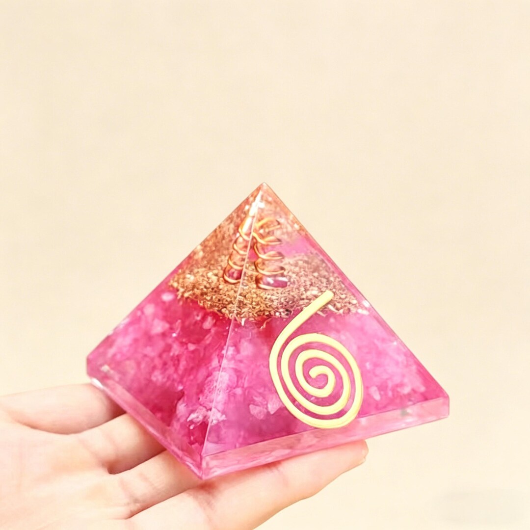 Hand-poured Energy Pyramid With Layered Crystals, Copper Coil, and ...