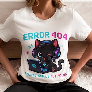 Grappige programmeurshumor | Knipogend Pixel Art Black Cat Error 404 | Uniseks kleding