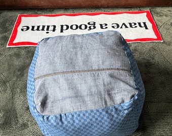 Denim Patchwork Ottoman